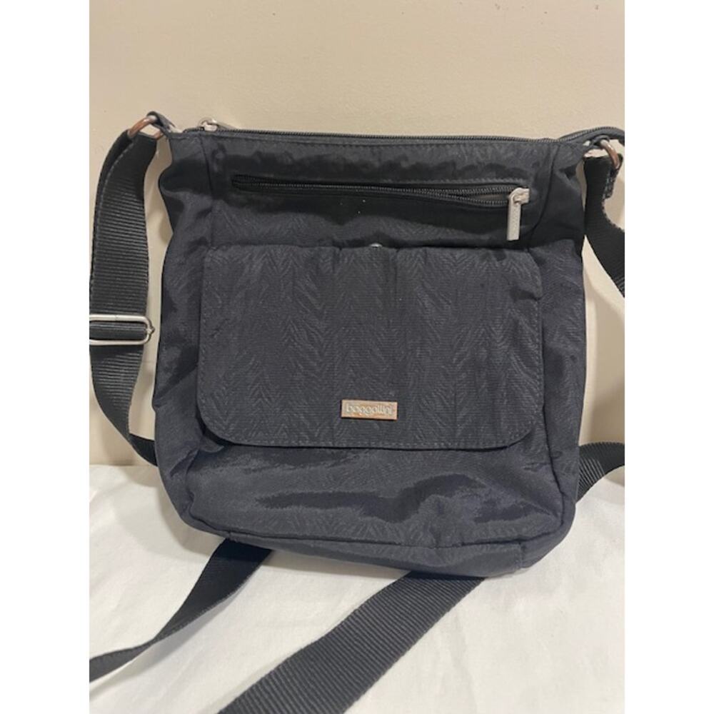 Baggallini Town Bagg Lightweight Nylon Crossbody Bag Black Zebra